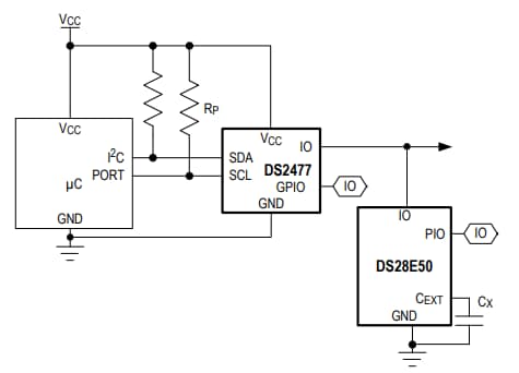 アプリケーション回路図 - Analog Devices / Maxim Integrated DS28E50 DeepCover®セキュアSHA-3認証システム